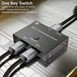 ETZIN DisplayPort Switch, Bidirectional DisplayPort 1.4 KVM Splitter 2 Input 1 Output - Supports 8K 4K 1080P, Manual DP Switcher for Monitor etc EPL-540H image 3
