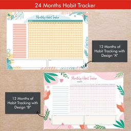 zaslan Monthly Habit Tracker A4 Size with Goals for Self-improvement and Building Habits (Pack of 24 Sheets) image 3