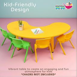 eHomeKart Moon Table - Front Round Table for Kids - Perfect for Home - (53 x 20 x 20 inches) - Colour May Vary - Chairs NOT Included (Yellow) image 3