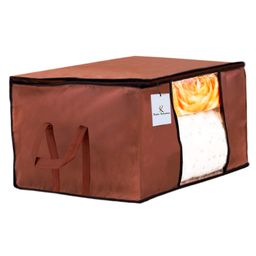 Kuber Industries Non-Woven Rectangular Non Woven Underbed Bag|Storage Organiser|Blanket Cover With Transparent Window|Storage Bag For Clothes Large|Pack Of 2 (Dark Brown) image 2