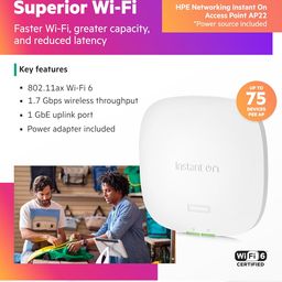 aruba a hewlett packard enterprise company HPE Aruba - Aruba Instant On AP22 (RW) 2x2 Wi-Fi 6 Indoor Access Point R4W02A image 3