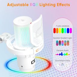 COMICA EJoy Uni USB Microphone for PC Gaming, Streaming, Podcast, YouTube, with Noise Cancellation, Mute, Gain, Monitoring - Condenser Mic for PS5, PS4, Mac, Computer (Boom Arm Mic) - White image 4