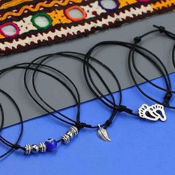 gurjari jewellers Women's Black Thread with Anklets with oxidised Beads image 2
