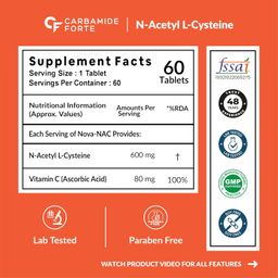 Carbamide Forte N-Acetyl, L-Cysteine 600mg (NAC) - 60 capsules, 1 count image 2