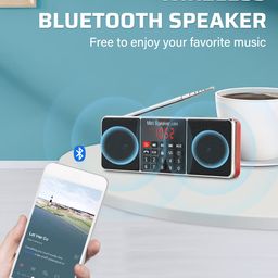 PRUNUS J-288 Portable Radio AM FM with Bluetooth Speaker, Sleep Timer, Power-Saving Display, Ultra-Long Antenna, AUX Input & USB Disk & TF Card MP3 Player, NO Manual Preset image 4