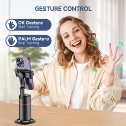 qirita Auto Face Tracking Tripod,No App,Smart Shooting Phone Holder With Remote,360° Rotation Body Phone Camera Mount Extendable Body Smart Tracking For Vlog/Tik Tok,Rechargeable Battery(Black) image 5