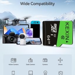 KEXIN 64GB Micro SD Card with SD Adapter, microSDXC UHS-I C10 U1 Memory Card, 80MB/s Read 12MB/s Write, Full HD High Speed TF Card for Smartphone, Tablet, Action Camera, Drone, Game Console (1 Pack) image 2