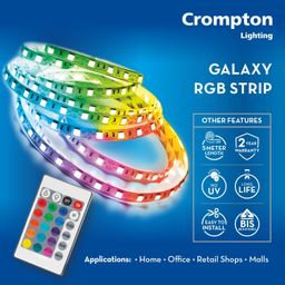 Crompton Galaxy | Strip Light | 5 Meter | 300 LED | 36W | with in-Built Adaptor | Multicolour LED Lights (RGB) | Operated with Remote Control | 16 Modes Remote Control| Pack of 1 image 3