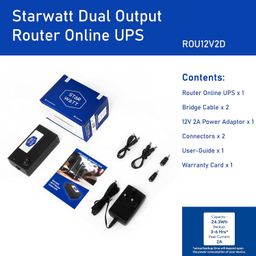 starwatt Mini UPS for 2 Routers | Dual Output 12V ≤ 1A + 12V ≤ 1A or (One Output 12V ≤ 2A) | Uninterrupted Power Backup for All Brand Wi-Fi Router + ONU/Modem + Router Setup | 3-6 Hours Backup image 5