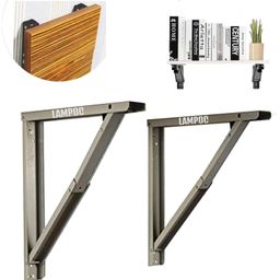 LAMPOC Folding Table Bracket Hinge Wall Mounted, Heavy-Duty Steel Collapsible Shelf, Multipurpose Bracket with Fittings for fold Down Table (Grey, 12 inch) image 1