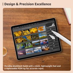Amazon Basics Stylus Pencil for iPad Tablets with Angle Tilt Sensitivity, Palm Rejection, Up to 9 Hrs Playtime, Attaches Magnetically, Battery LED Indicator, Stylus Pen for iPads,4 Lights image 5