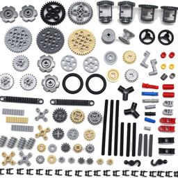 SEEMEY Technic 118 Pieces Gear and Axle Set Compatible with Lego Technic Parts, DIY MOC Gears Chain Links Differential Axles Assortment Pack (Random Color) for Kids image 1