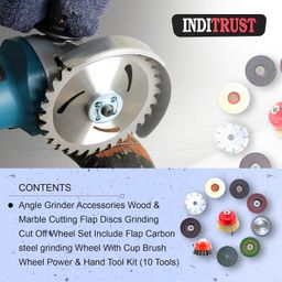 Inditrust Angle Grinder Accessories Wood & Marble Cutting Flap Discs (Set of 10 Tools) Power & Hand Tool Kit image 3