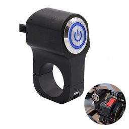 Miwings Handlebar On-Off Single Push Switch Button Blue Light Indication CNC Alloy Switch 12V Control for all Motorcycle, operate for Headlight, Fog Light, Horn (1.Pcs, Black) image 1