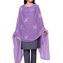 kemza Chiffon Floral Dupatta with Stone Work & Lace Border | Soft & Lightweight image 1