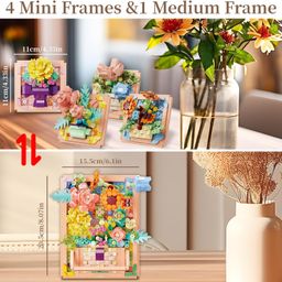 Elecart 4-In-1 Flower Frames Building Blocks Set 3D Art Diy Kit For Kids & Adults For All Occasions For Home Decor, Artificial Flowers For Home, Home Decor Botanical Display, 752 Pcs image 5