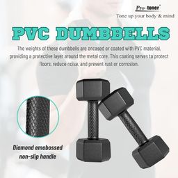 Protoner Pair of 5kg Each PVC Dumbbells Set Hex image 4