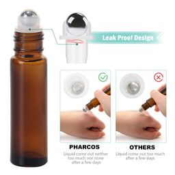pharcos Classic Amber Glass Roll On Bottles with Black Cap for Essential Oils, Perfumes, Lip Balms, Aromatherapy | Refillable, Reusable & Eco- Freindly Leakproof Bottle - 10 ML (Pack of 6) image 4