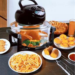 jolfay Conventional halogen oven with hot air technology l oven, with 2 grids and 4tongs, timer and adjustable thermostat, for healthy cooking without added fat, image 2