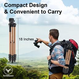 techmaven Copper Tripod Stand (41cm-134CM) | 360° Rotation 3 Way Tilt | Mobile Tripod for DSLR, Camera, GoPro, Smartphones & Ringlight | Lightweight Tripod with Phone Stand Holder & Carry Bag image 3