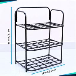 optifine Durable Plastic & Metal Shoe Rack - 3-Tier Stackable Organizer for Home, Closet & Entryway, Holds Up to 9 Pairs of Shoes, Easy Assembly, Space-Saving Design (3 Shelves) image 2