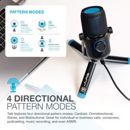 JLab Audio Talk USB Microphone | USB-C Output | Cardioid, Omnidirectional, Stereo or Bidirectional | 96k Sample Rate | 20Hz - 20kHz Frequency Response | Volume, Gain Control, Quick Mute | Plug & Play image 4