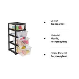 KAVIRA Plastic Transparent Drawer Organizer Self Standard Rectangular Multi Purpose Modular Drawer System Large Chest of Drawer Organizer for Home Office (Black) (4XL) image 5