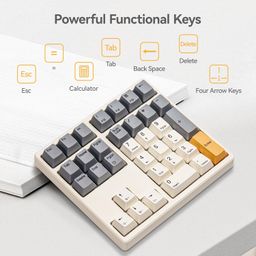 kisnt Mechanical Number Pad,34 Key Wired USB Numeric Keypad White Backlit Hot Swappable Numpad with PBT Keycaps for Laptop, MacBook,PC Desktop (Retro Beige,Brown Switch) image 3