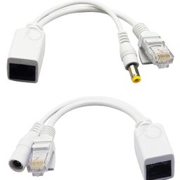 oncro 1 Pair Passive PoE Injector Splitter Kit, Power Over Ethernet with 5.5 x 2.1 mm DC Power Adaptor Connector Male and Female, LAN RJ45 for IP Camera, Supported Upto 90 ft image 1