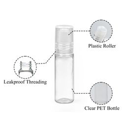 Happy Packaging 5 ml Clear Pet (Plastic) Roll on bottle With Plastic roller on And Clear Cap For Essential Oils | Perfumes | Lip Balms | Refillable | Reusable | Leakproof Bottle (3) image 3