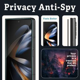 ArmourPro Military-Grade Privacy Tempered Glass Screen Protector for Samsung Galaxy Z Fold 4 5G (6.2 Inch) With Installation Kit | Edge to Edge Coverage | Black image 3