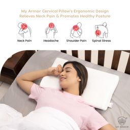MY ARMOR Cervical Pillow for Neck Pain |2 Years Warranty |Memory Foam Pillow with Dual Height Options - 2 & 4 Inch Standard Size Contour Pillow - Pack of 1 image 4