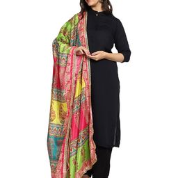 weavers villa Women's Poly Silk Digital Graphic Printed Ethnic Dupatta, Chunni (Design-4) (Multi), 2.25 Mtrs image 2