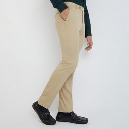 raymond Men Slim Fit Solid Pattern Poly Viscose Blend Flat Front Formal Trouser image 2