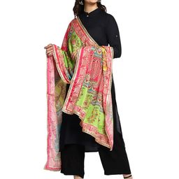 weavers villa Women's Poly Silk Digital Graphic Printed Ethnic Dupatta, Chunni (Design-4) (Multi), 2.25 Mtrs image 4