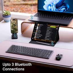 ZEBRONICS Bluetooth 5.0 Keyboard for Mac, Windows, Android, Up to 3 Connections, Built-in Rechargeable Battery, Scissor switches, 99 Keys Full Size Layout, Slim Design, Type C K5001MW image 3