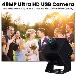 IFWATER 48MP USB Camera 8K Webcam 6000P Ultra HD USB Camera with 200Degree Wide Angle Fisheye Lens PC Computer Lightburn Camera for Laser Engraver Plug and Play for Document Scanning Face Recognition image 4