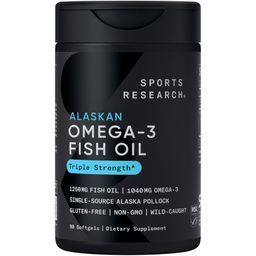 Sports Research Omega-3 Wild Alaskan Fish Oil(1250Mg Per Capsule) With Triglyceride Epa & Dha Heart, Brain & Joint Support Ifos 5 Star Certified, Non-Gmo & Gluten Free-90 Day Supply!, 169 grams image 1
