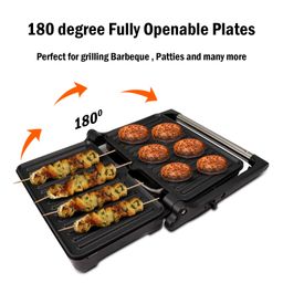 iBELL SM1700G Sandwich Maker with Floating Hinges, 1700Watt, 180 Degree Openable Plates for Grill/Toast, Temperature Control Knob (Black) image 3