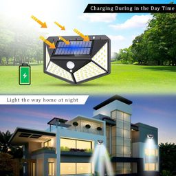 glun GLUN® Rechargable Light Outdoor 100 LEDs Solar Motion Sensor Light with Solar Panel and 3 Modes with IP65 Protection, Waterproof and Dustproof with Wide Angle Lighting Pack of 1 image 4