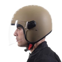 ROYAL ENFIELD Open Face MLG Riding Helmet with Clear Visor | Impact Protection | Excellent Scratch Resistance | Anti-Microbial Fabric | ISI certified | Micrometric lock MATT DESERT STORM (L)58 CM image 5