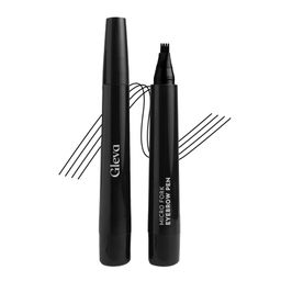 Gleva Eyebrow Pen with a 4 Micro-Fork Tip Applicator Creates Flawless Natural Looking Brows, Based on Clear Eyebrow Microblading Pen Waterproof, Long-Lasting, Sweat Resistant (Black) image 1
