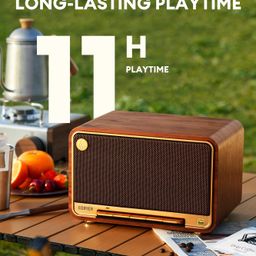 Edifier D32 Tabletop Wireless Speaker Full Digital Signal Processing, Two-Way Active Crossover, Retro Design and Fashion Style, (Brown) image 4
