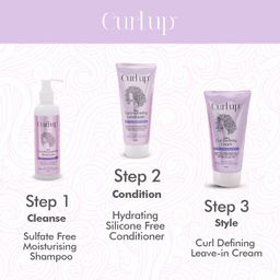 Curl Up Curl Care Bundle with Curly Hair Shampoo, Conditioner and Leave in Curl Defining Cream - For Dry Frizzy, Wavy & Curly Hair - Sulphate Paraben And Silicone Free (Combo of 3) image 3