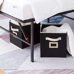 Amazon Brand - Solimo Fabric Foldable Storage Organiser- Black, Standard, Set of 4 image 5