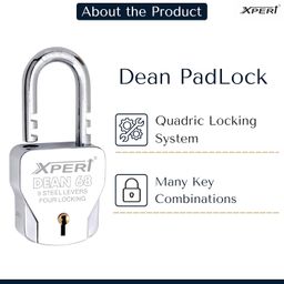Xpert Padlock Dean 68 mm (Big Size) 1 Pc with 10 Master Keys (Master Keys for All Locks) Lock and Keys, Door Locks for Main Door and Home. Master Key Locks Set & Padlocks for Home Door image 2