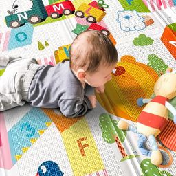 Tarkan Extra Large Reversible Baby Play Mat, BPA Free Learning & Crawling Foldable Foam Mat (6.5x5 ft, 0.6cm Thickness) Alphanumeric-Giraffe image 4