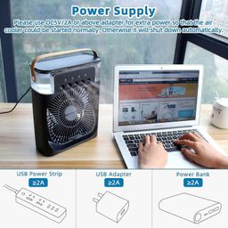 Drumstone [𝟏𝟓 𝐘𝐄𝐀𝐑𝐒 𝐖𝐀𝐑𝐑𝐀𝐍𝐓𝐘] 3-in-1 Portable Air Cooler – Mini Evaporative Fan with 7 Color LED, 3 Speed Modes, 3 Spray Settings, and Timer for Home & Travel_Multicolor image 5