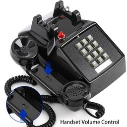 TOPZEA Black Retro Corded Single Line Desk Telephone, Landline with Loud Ringer, Volume Control, Red Indicator Light, Black image 2