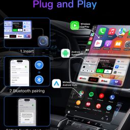 auroralink Wireless CarPlay/Android Auto Adapter, Magic Box Supports NetfIix/YouTube/Tiktok/Disney+, Apple CarPlay/Android Auto Wireless Adapter, Magic Box for Factory Wired CarPlay Cars from 2015 image 2